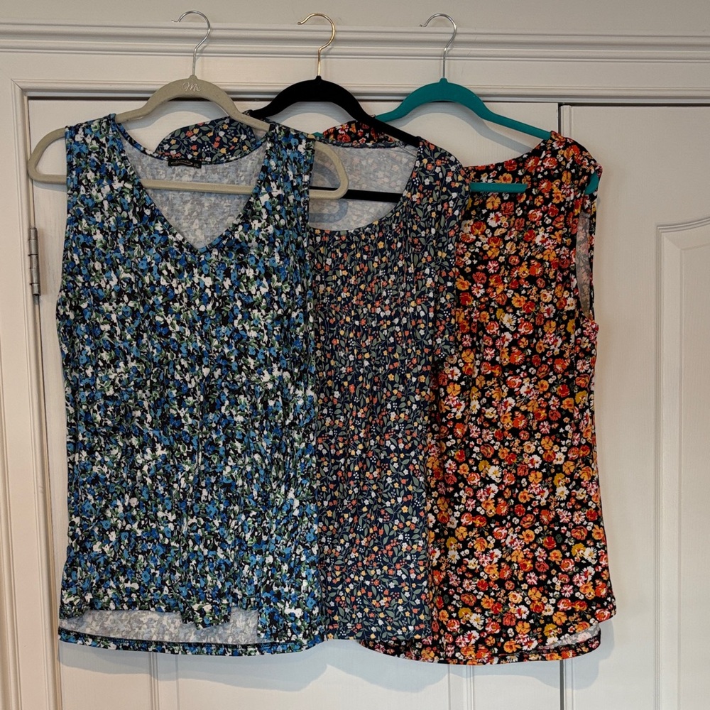 Floral Women's Top Bundle - Size XXL Blue, Black, Orange